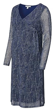 ESPRIT Dress Nursing Long Sleeve Allover Print Vestido, Azul oscuro-405, S para Mujer