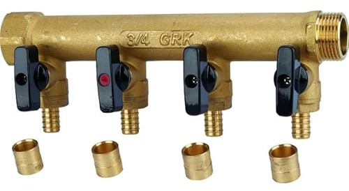 Collecteur avec vannes PER à glissement - GRK - M/F 3/4 - Diamètre 12 mm - 4 sorties
