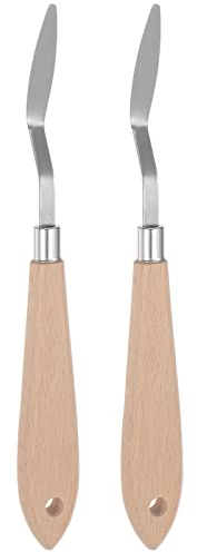 QUARKZMAN 2pz No.19 Palette Coltelli 8.5mm Larghezza Inossidabile Acciaio Piccolo A punta Spatola Pittura Pallet Coltello con Legno Manico per Olio Acrilico Tela Miscelazione Spalmatura
