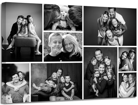 ZXHYWYM Collage Foto Leinwanddrucke mit Ihren Fotos personalisierte Bilder mit mehreren Bildern individuelle Collage Familienbild Heimdekoration Gerahmt (Bild-1, (20.00 x 30.00 cms))