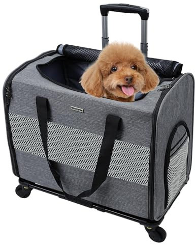 MR.BLACAT Hundetrolley mit Rollen für Kleinen Hund - Hundetransportbox mit Rollen - Hunde Transporttasche mit Rollen für Kleine Hunde bis 10 KG ideal für Schnauzer, Chihuahua