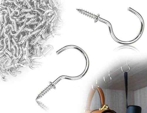Lhbwhiz 100 Stück Schraubhaken,1/2 Zoll Haken,mit Gewinde Einschraubhaken,klein Auge Schraube hook,Mini Deckenhaken,Metall Ösenhaken,Hakenhalter,Hakenschraube,für Büro und Arbeitsplatz(Silber)