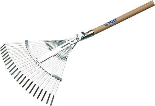 Crisalide®- Rastrello REGOLABILE + MANICO 150cm (faggio), Regolabile in metallo 22 denti