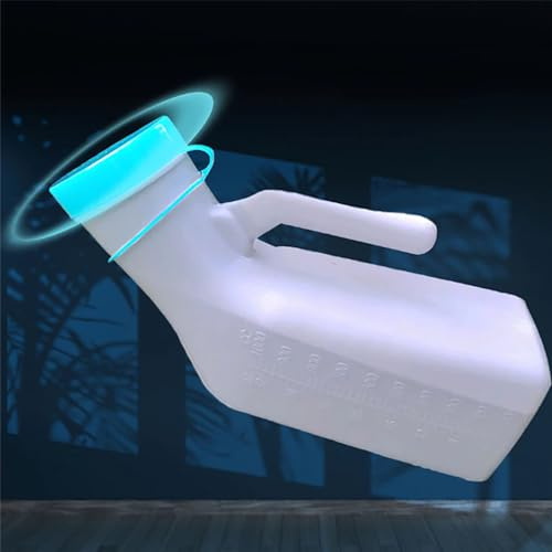 BEOTAY Colector Urinario Brilla En La Oscuridad con Tapa,Urinario Portatil Hombre,Profesional Orinal Hombre,Diseño A Prueba De Derrames,para Personas Mayores E Incontinencia,1000ML