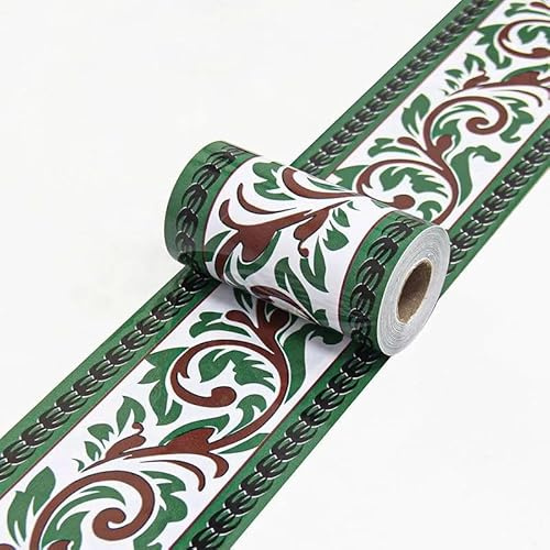 Guest Ruyunlai Tapetenbordüre Selbstklebend Grün-44 10cm X 500cm für Badezimmer Wohnzimmer Küche Verdicken PVC Dekorative Bordüre Abnehmbare Wasserdicht Taille rahmen Wandtattoo