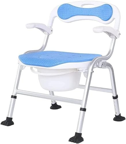 TVSKWMRQ Klappbarer Toiletten-/Duschstuhl, Komfort-Port, Nachttisch-Toiletten-Duschstuhl mit Eimer, höhenverstellbarer, klappbarer Toilettensitzstuhl, Sessel für Erwachsene, behindertenge