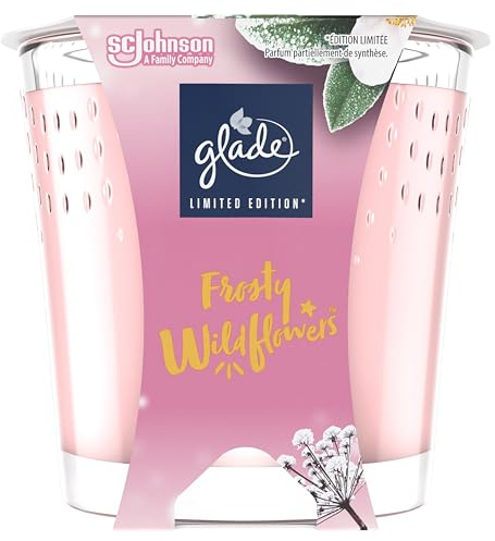 Glade Duft-Kerze im Glas Frosty Wildflowers, bis zu 27 Stunden Brenndauer, 6er Pack (6x112g)