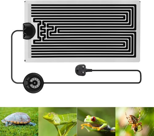 14W Reptile Heating Mat,Reptile Vivarium Heat Mats Heating with 10 Levels Temperature Control, Removable Under Tank Terrarium Heat Mats for Reptiles Turtle Snake Lizard Gecko Spider（5.9 * 11in）