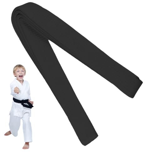 PRAOFRT 180 cm Martial Arts Belt, Black, Unisex-Kids, Polyester/Cotton Blend, Martial Arts Belt, Judo, Karate, Taekwondo, Aikido, Kendo, Children, Adults, Pull On, Solid, 180 cm