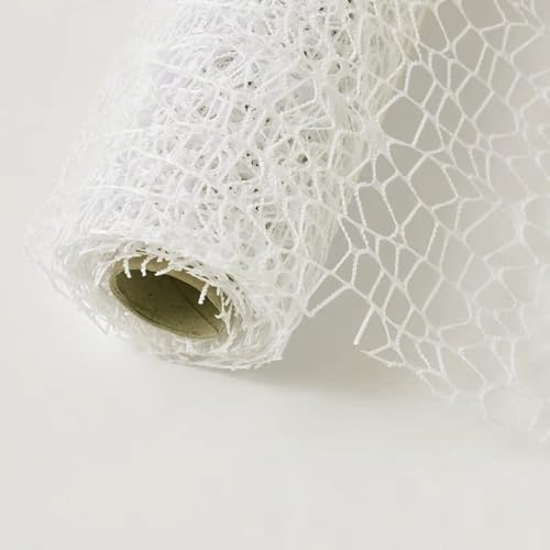 Anevous 1 Rolle Blumenstrauß Netz Papier, Geschenkpapier Blumen, Blumenstrauß Verpackung Garn, Bouquet Verpackungspapier Mesh für Blumenverpackung Hochzeiten Geburtstage,Weiß