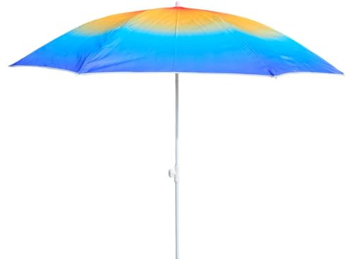 Sonnenschirm Strandschirm Strand Reise Stabil UV Schutz UPF 50+ bunt blau gelb 155 cm inkl Tragetasche