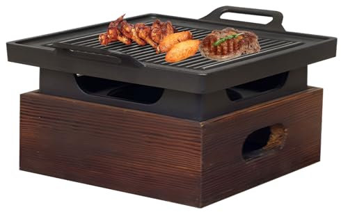 AIZYR Barbecue Portatile, Griglia per Barbecue Giapponese Barbecue da Tavolo Barbecue da Tavolo Fornello A Carbone per Campeggio All'aperto in Famiglia, Picnic, Viaggi,23cm