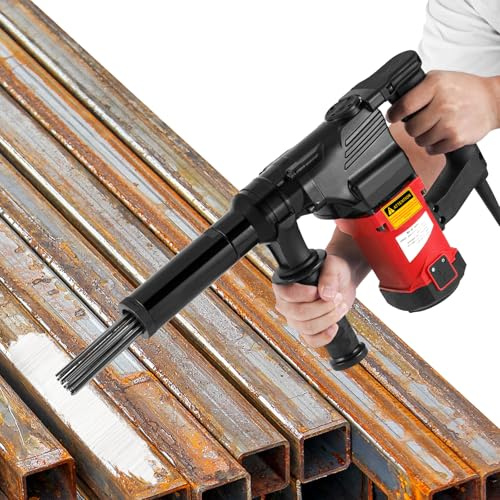 YUCHENGTECH Electric Needle Scaler 1100W High-Power Electric Needle Gun Rust Remover with 100 Steel Pins Handheld Electric Needle Derusting Tool for Removal of Rust Weld Slag and Paint