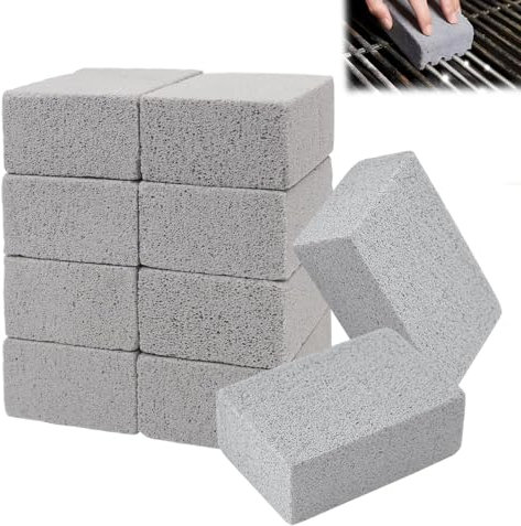 GZGRYTRC 10 Pcs Grill Cleaner, BBQ Cleaning Kit with Pumice Stone for Cleaning, Remove Grease and Stains from BBQ Grill Rack, Oven, and Griddle, Set of 10 Durable Bricks (10 x 6 x 2 cm).