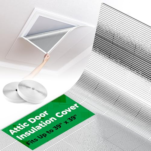 Forestchill Attic Door Insulation Cover, Attic Stairs Ceiling Shutter Seal Cover with Velcor Strips, Air Tight Insulation Cover for Attic Access, 39 x 39, Easy Cut to Fit