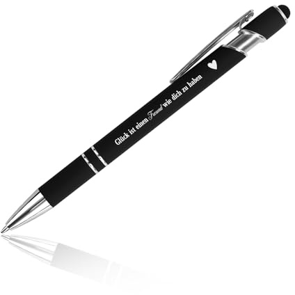Kugelschreiber mit Gravur Stift Geschenk für Freund Geburtstag Vatertag Abitur Geschenk Kleines Freundschaft Geschenke für Beste Gute Freunde Geburtstagsgeschenk für Männer Glücksstift Metall Schwarz