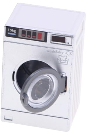 Didiseaon Miniature Dollhouse Washing Machine Toy Realistic Rolling Washer Dryer Model for Boy Girl Interactive Drum Mechanism for Pretend Play Dollhouse Laundry Accessory