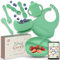 TINYCARES Vajilla Bebe Silicona Segura y Sostenible, Vaso Aprendizaje Bebe, Precucharas Blw para Desarrollo Motor de Bebes, Vajilla Infantil, Cubiertos Infantiles. Incluye Guía Recetas First Bites