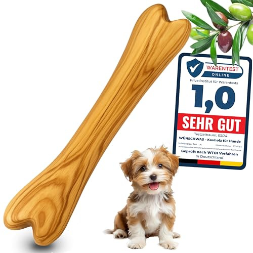 Empefly Premium Olivenholz Kauspielzeug (M) 100% natürliches, splitterfreies kauholz für Hunde,Robustes Hundespielzeug für mittlere Hunde zur Zahnpflege & langanhaltenden Beschäftigung