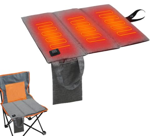 HERCHR Beheizter Klappstuhlkissenpolster, 3fache USB -Heiztemperatur einstellbare Faltbare, beheizte Sitzkissen für Wintercamping -Wanderpicknick