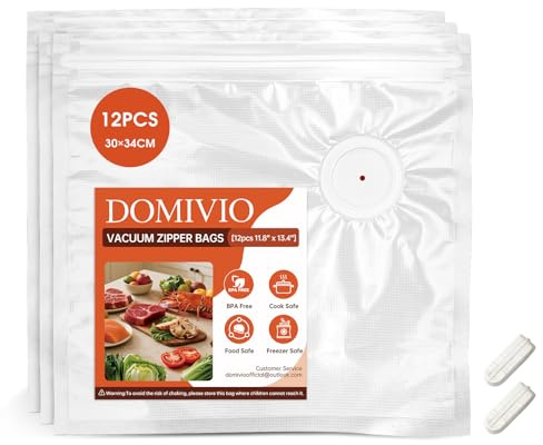 DOMIVIO Vakuumbeutel mit doppeltem Reißverschluss sind in den Größen ZIP-Bags-Diese wiederverwendbaren Sous-Vide-Beutel sind BPA-frei (12 ZIP-Beutel 30 x 34 cm)