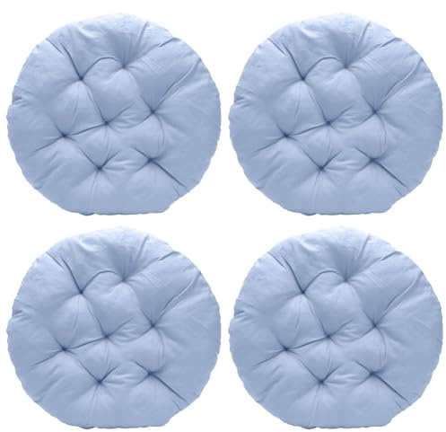 Tutamaz 4er Set Stuhlkissen Rund, Bequemes Sitzkissen 40x40x3cm, Bodenkissen Rund, Stuhlauflage für Indoor und Outdoor für Esszimmer, Wohnzimmer, Studierzimmer (Graublau)