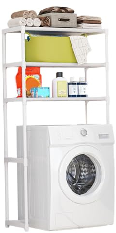 SMELEYOU Estante para Lavadora Cuarto de Lavado de 3 Niveles sobre estantes para Lavadora y Secadora Estante para Almacenamiento de Que Ahorra Espacio para decoración del baño del hogar Blanco