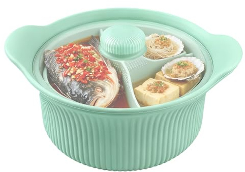 Vaporizador Para Microondas - Cocedor De Silicona Con Compartimento | Grande Cuenco De Silicona Para Vaporera De Microondas - Para Accesorios De Cocina Del Hogar Comida Para Bebés Fideos Pasta Sopa Pe