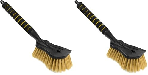 ToM PaR Auto Waschbürste I Wasser bürste mit Schlauchanschluss I Autowaschbürste mit Wasseranschluss I Weiche, feine und zarte Borsten I Komfortabler Griff I Länge: 44 cm I Gelb (Packung mit 2)