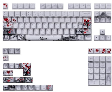 Watreketal Plum Blossom OEM 128 touches sublimations 5 côtés clavier épais pour claviers mécaniques plusieurs langues pruniers fleurs de prunier