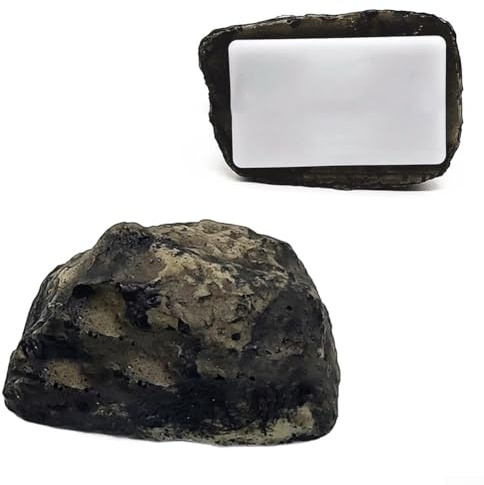 Pierre de dissimulation de clés pour l'extérieur – Boîte à clés réaliste en plastique style météorite, 8,2 x 5,8 x 4,5 cm, gris/noir, résistant aux intempéries