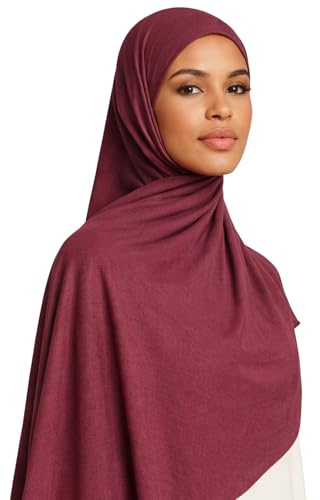 bhb 100% Baumwolle Jersey Hijab Kopftuch Damen – Weich & Atmungsaktiv – Premium Qualität – 180x100 cm – Blickdicht & Elastisch