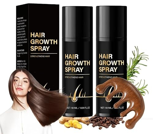 3 Stück Hair Growth Spray mit Holz Massagekamm 50ML Haarwachstum Spray Hair Growth Serum Haarwachstum Beschleunigt Reduziert Haarausfall bei Männern & Frauen (3)