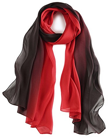 Schals Damen 100% seide Stola Seidenschal Elegante Stilvolle leichte Scarf für Frauen Schwarz und Rot