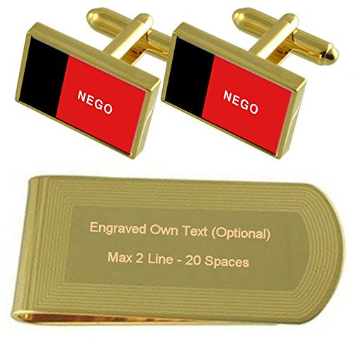 Select Gifts Paraíba Flagge Gold-Manschettenknöpfe Geldscheinklammer Gravur Geschenkset