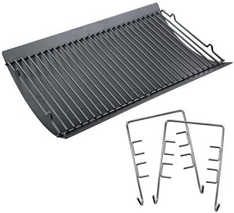 Uniflasy 20 Zoll Aschekasten / Auffangwanne für Chargriller 5050, 5072, 5650, 2123 Holzkohlegrills Char-Griller Modell 200157, Chargriller teil mit 2 Stück Feuerrostaufhänger