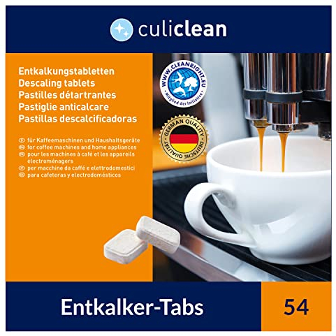 culiclean 54 Entkalkungstabletten Entkalkertabs Entkalker für Kaffeevollautomaten kompatibel mit Jura, Siemens, Nespresso, Tassimo, Miele, Bosch, Dolce Gusto, Sage Kaffeevollautomat