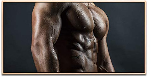 Fitness Modell ca. 130x70cm Wandbild inklusive Schattenfugenrahmen naturfarbend - Panorama Leinwand Bild XXL Format Wandbilder Wohnzimmer Wohnung Deko Kunstdrucke