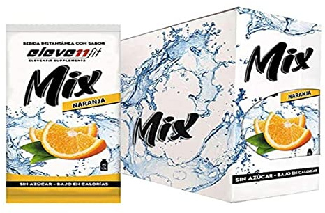Eleven Fit Mix Instantáneo Sabor Naranja | Prepara 1.5L de Bebida Saludable, Sin Azúcar y Baja en Calorías | Ideal para Mezclar con Agua y Mejorar tu Dieta | Caja de 24 Sobres