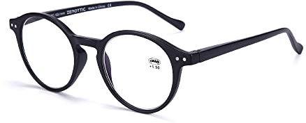 ZENOTTIC Lunette de lecture Anti-blu-Ray,Anti-reflets,Lunettes pour hommes et femmes, Ultra léger,Cadre ronde Conception vintage rétro0.0 1.0 1.5 2.0 2.5 3.0 3.5