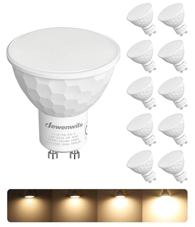 DEWENWILS 10 Pack GU10 LED Bulbs Dimmable, 5W 2700K Warm White, 375LM | CRI 80+, 120° Wide Beam, Energy Saving, Flicker Free, Ideal for Spotlights, Downlights, Kitchen, Hallway