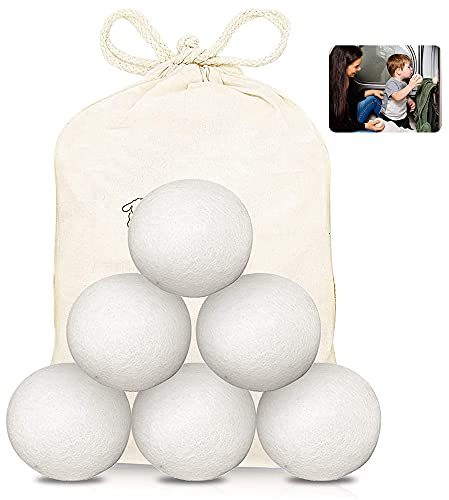 MEEQIAO Trocknerbälle für Wäschetrockner 6PCS trocknerbälle daunen -trocknerkugeln Natürlicher Weichspüler aus 100% Neuseeländischer Schafswolle - in Handarbeit tennisbälle trockner (6)