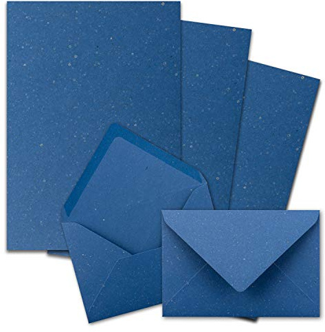 25x Briefpapier-Sets DIN A4 mit C6 Briefumschlägen, Nassklebung - Kraftpapier-Blau - Recycling-Schreibpapier mit Kuverts - FarbenFroh by GUSTAV NEUSER