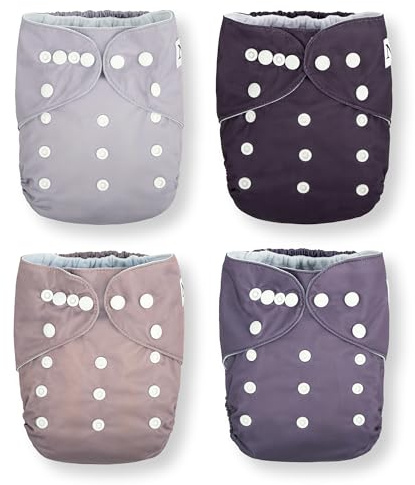 Amatista paquete de 4 pañales de tela con 4 insertos de bambú