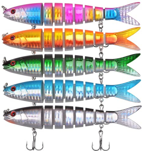 OROOTL Angelköder Wobbler Set Hecht Köder Swimbait mit 2 Drillingshaken Forellenköder Angelboxen Kunstköder Set Bass Köder Angelgerät