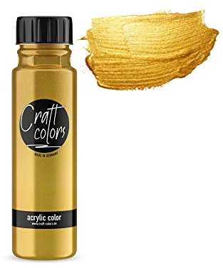 Craft Colors hochwertige Acrylfarbe gold 250ml | Made in Germany | feine premium Pigmente | Kreativfarbe mit hoher Deckkraft | schnell trocknend