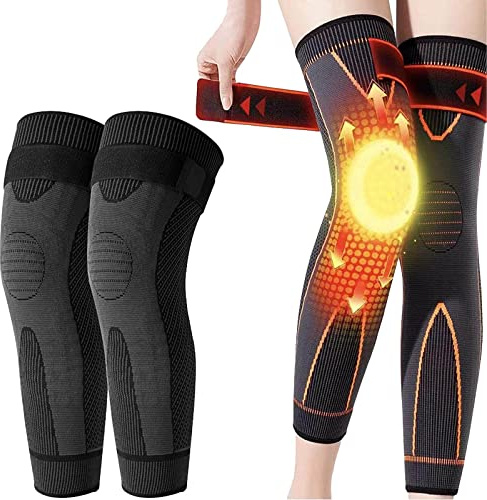 KNEECA Tourmaline Acupressure Selfheating Knee Sleeve, Tourmaline Acupressure Self-Heating Shaping Socks, Kneecap Tourmaline Self-Heating Knee Sleeve (L,Black)