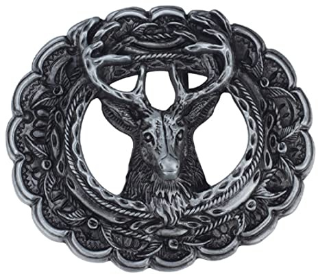 Gürtelschnalle Hirsch für Männer, Gürtelschnalle oval Hirsch Elch, Gürtelschnalle Hirschkopf Norwegisch Wikinger Gürtelschnalle mit Hirschblatt Punk Tier