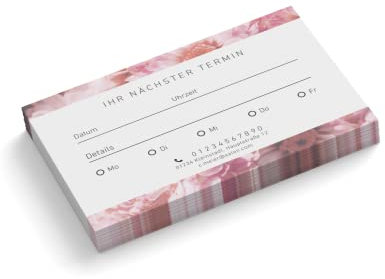 Terminkarten personalisiert | Design Salon | 1-seitig | Querformat | Menge wählbar | Terminzettel | nächster Termin | Nagelstudio | Fußpflege | Wellness | Kosmetik | Blumen (50 Stück)