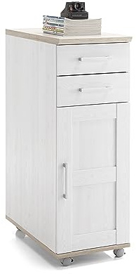 ROMANCE Rollcontainer Schreibtisch in Sibiu Lärche, Eiche San Remo Optik - Mobiler Büroschrank im Landhausstil - 43 x 120 x 77 cm (B/H/T)